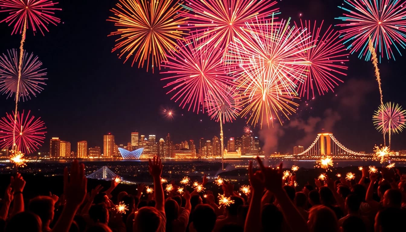 Watch spectacular wholesale fireworks lighting up the night sky in a vibrant fireworks celebration.