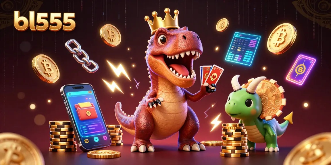 Experience thrilling gameplay with bl555 and its colorful 3D casino characters stacking chips and playing cards.