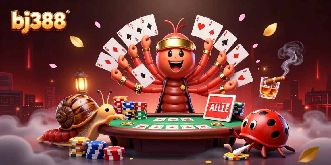Experience high-stakes action at bj388 with a lively 3D casino scene featuring charming characters.