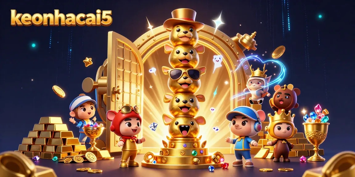 Engage with keonhacai5's vibrant casino world featuring animated totem pole and treasure elements.