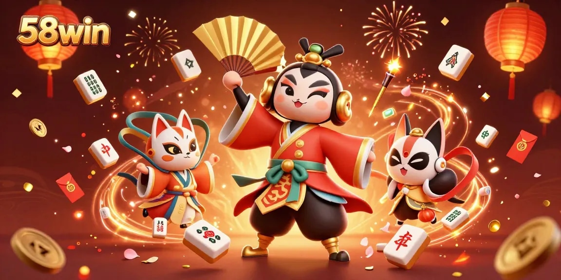 Experience thrilling gameplay at 58win with an energetic casino scene and festive elements.