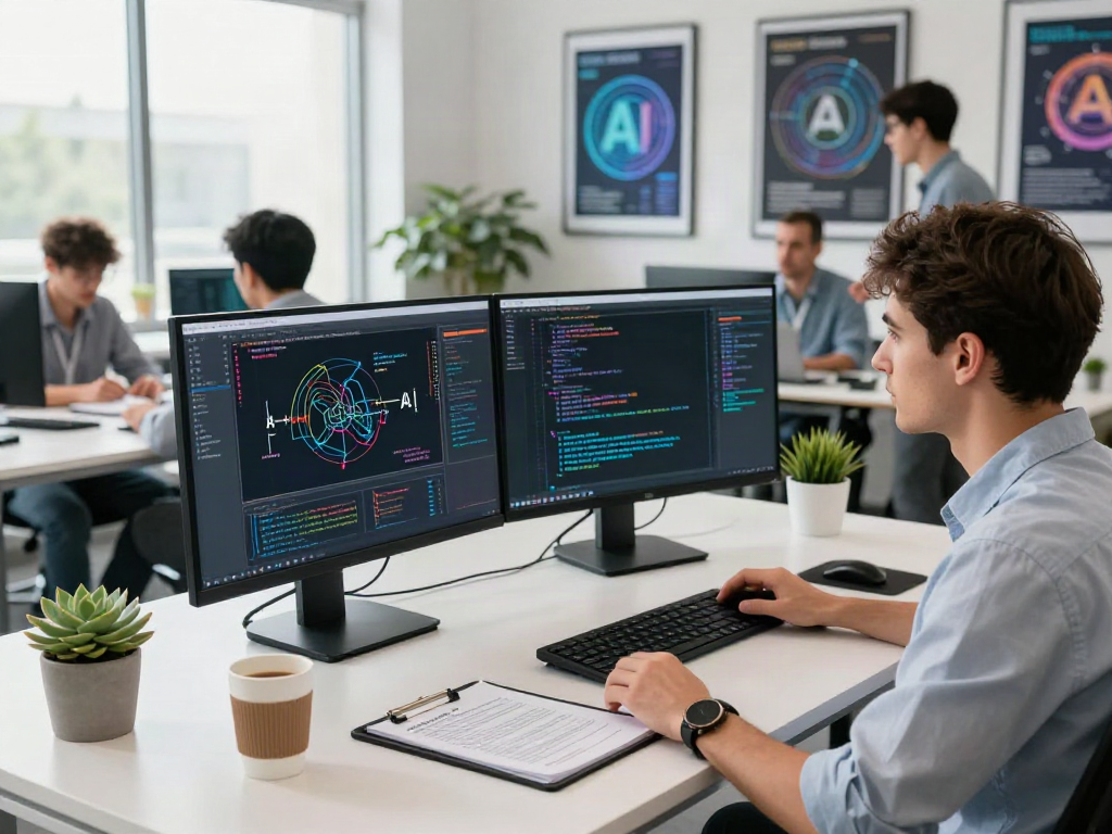 Data scientist analyzing datasets for juicy ai applications in a modern workspace.