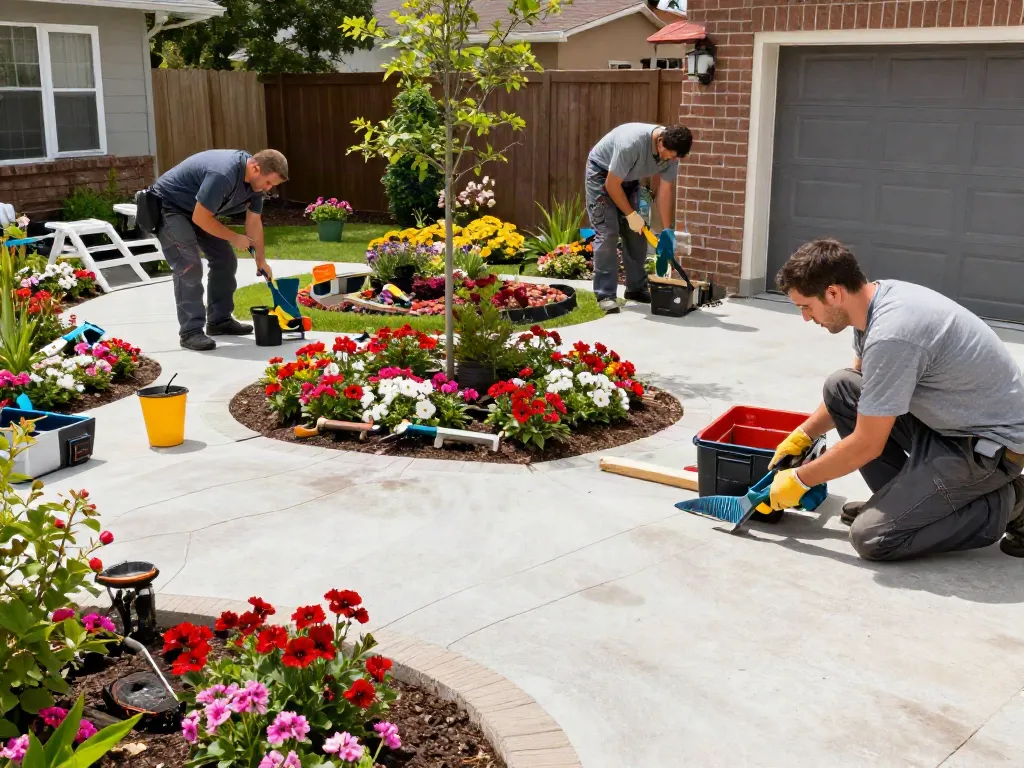 Landscaper creating a vibrant garden design with a focus on slot gacor services, trusted local provider.