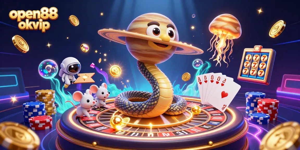 Experience gaming action at open88 okvip with astronaut mice betting on Saturn's roulette rings amidst cosmic energy.