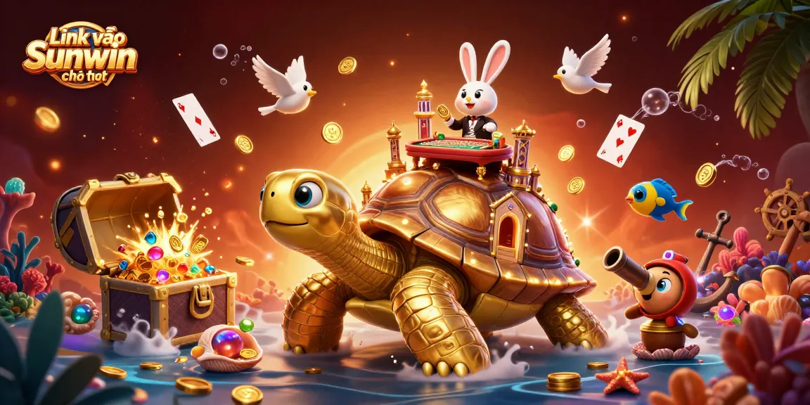 Play games at Link vào Sunwin chính thức with a vibrant 3D scene full of fun casino elements.