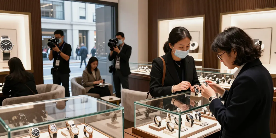 Luxury clone watches on display in an upscale boutique, showcasing fine craftsmanship and attention to detail.