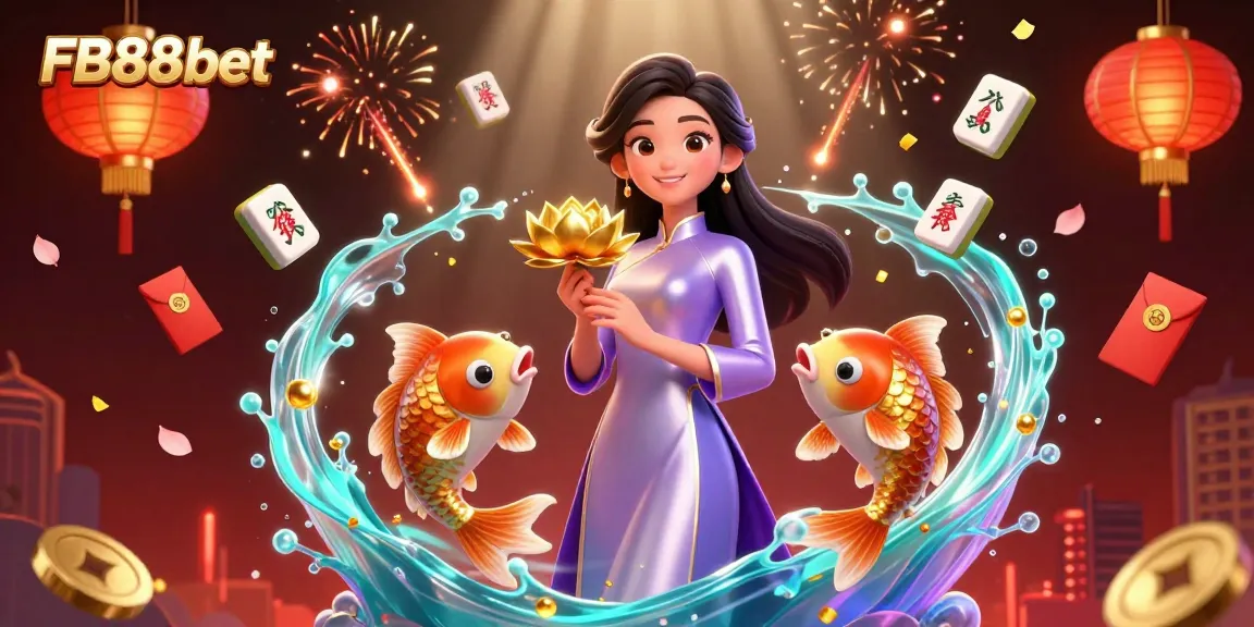 Engage with FB88bet's thrilling casino experience featuring a vibrant Asian-themed 3D illustration.
