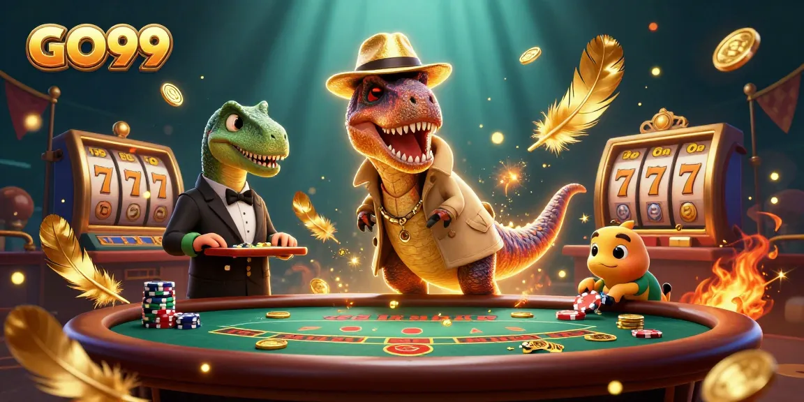 Experience GO99’s thrilling blackjack scene with lively characters in a vibrant casino.