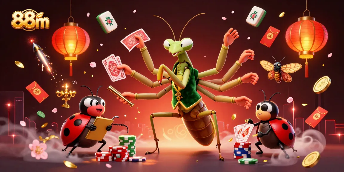 Experience thrilling games at 88m with a vibrant illustration of a bustling casino scene.