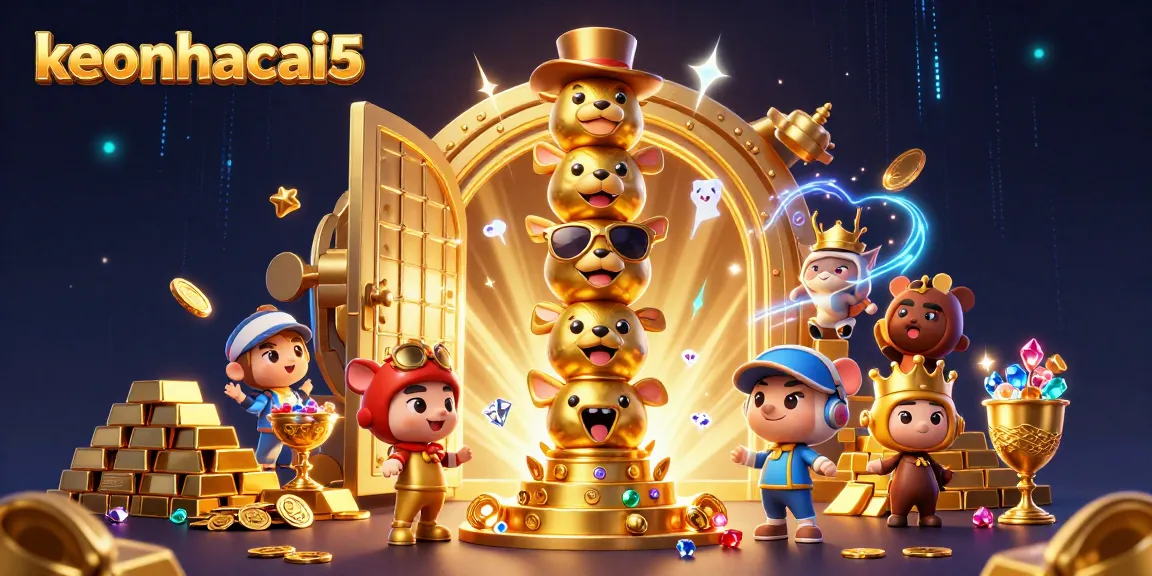 Engage with keonhacai5's vibrant casino world featuring animated totem pole and treasure elements.