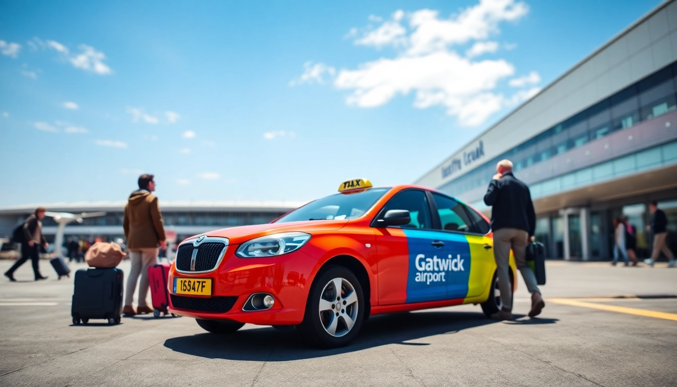 Taxi service at Gatwick Airport providing reliable transport for travelers.