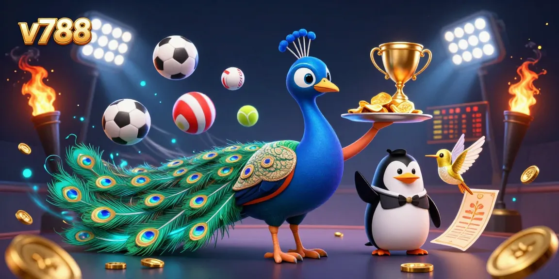 Join v788 for exciting gaming action in a stunningly detailed casino scene with vibrant characters and dynamic elements.