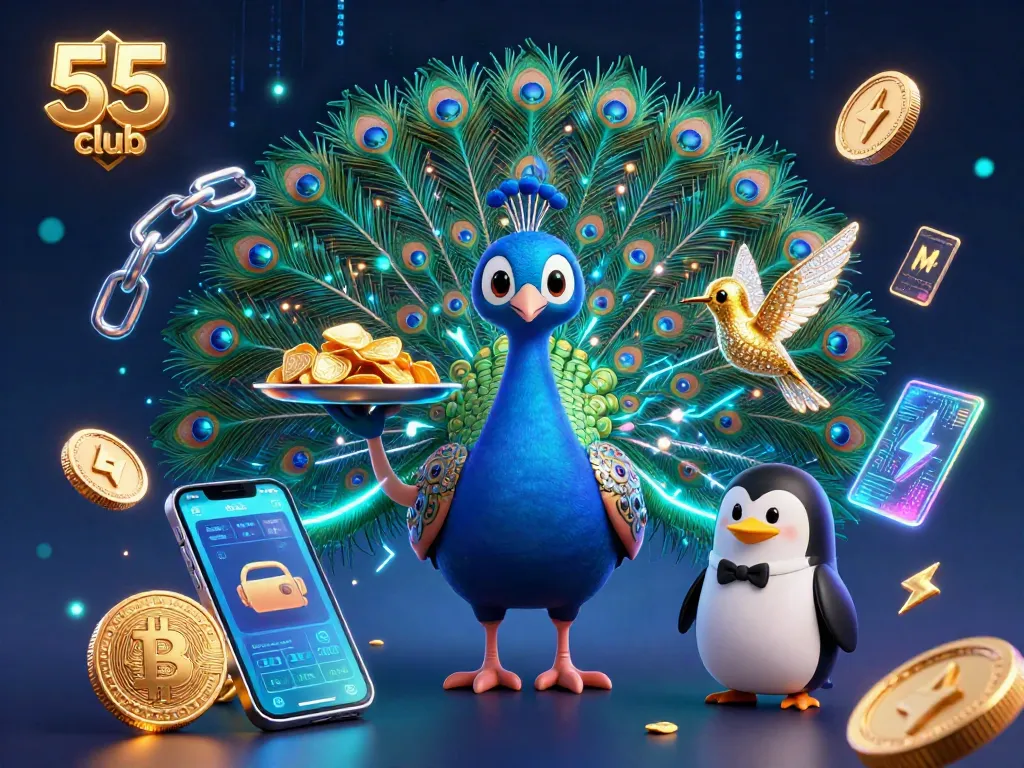 Engage with thrilling games at 55 club through an exciting 3D illustration featuring vibrant characters and casino elements.