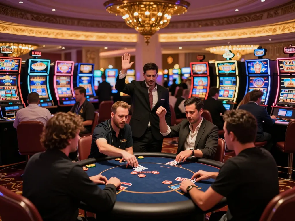Players enjoying poker at MM88 casino, capturing excitement and wins in a vibrant setting.