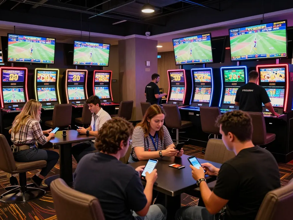 Experience cm88 sports betting excitement in a vibrant casino lounge with live games.