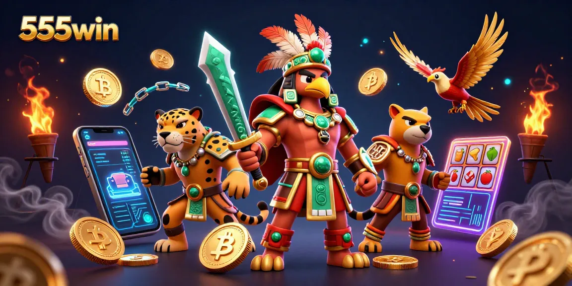Engage in winning strategies at 555win as Aztec warriors navigate thrilling slot adventures.