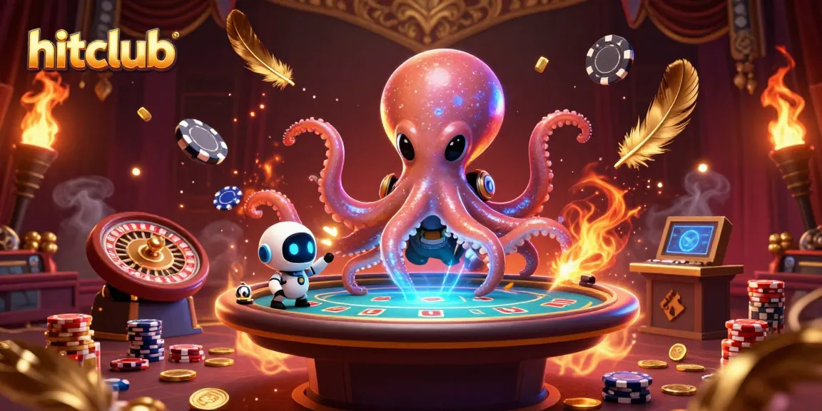 Hitclub's alien octopus plays poker in a rich, vibrant, and engaging live casino atmosphere.