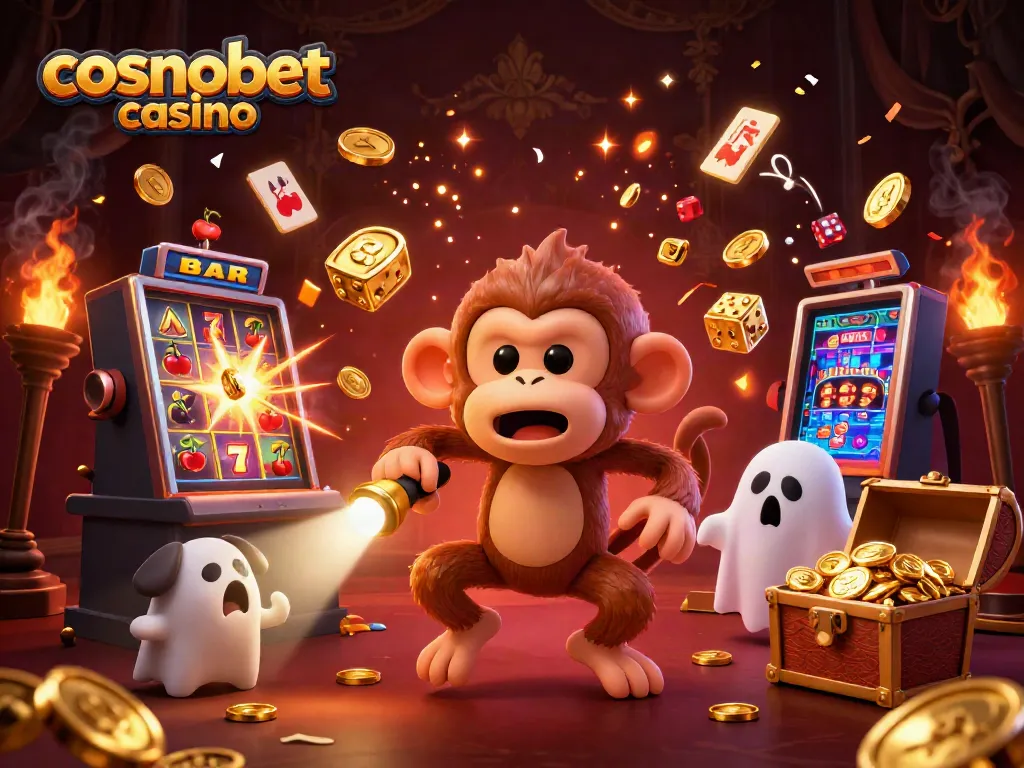 Experience the thrill of cosmobet casino with a playful poltergeist monkey and ghost-hunter puppy.