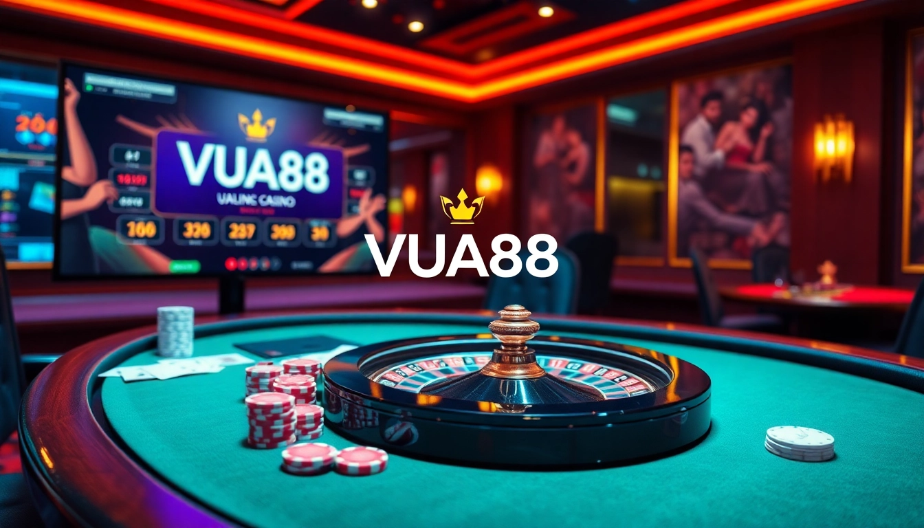 A thrilling online gaming experience at VUA88 with vibrant casino tables and engaging gameplay.