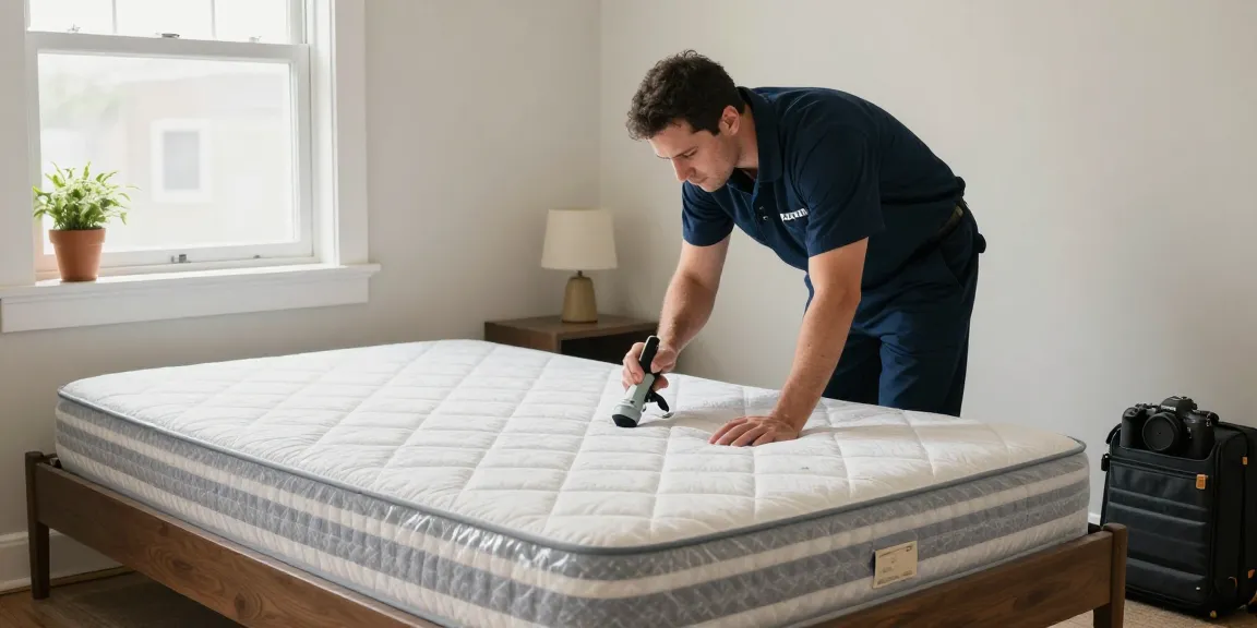Expert pest control technician ensuring effective bed bug pest control in a Milwaukee bedroom.
