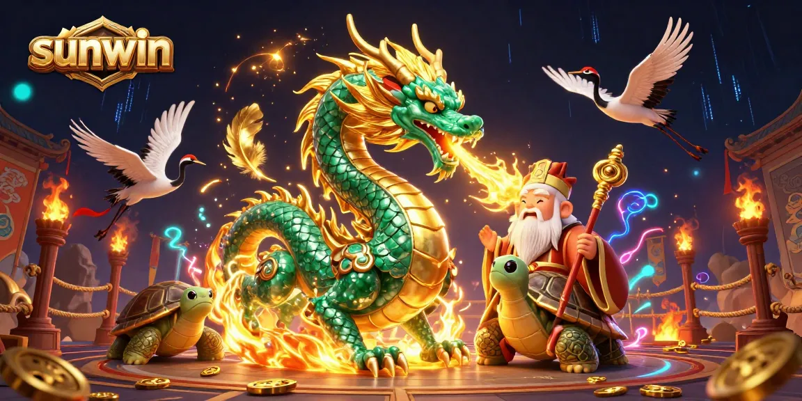 Engage in exciting gameplay with sunwin, featuring a jade dragon and vibrant casino elements.