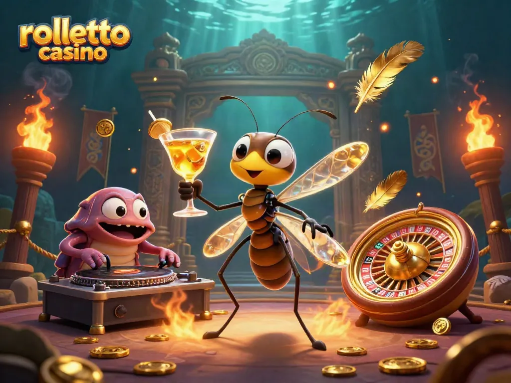 Engage in thrilling gameplay at Rolletto Casino with vibrant 3D illustrations showcasing gaming excitement.