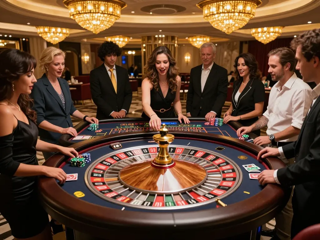 Players engaging in a thrilling roulette game at CM88 casino, focusing on the dynamic gameplay and vibrant atmosphere.