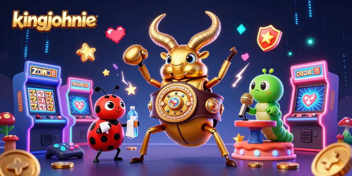 Kingjohnnie showcases slot game excitement with vibrant characters and casino elements in action.