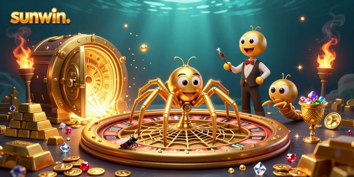 Place bets at sunwin. in an exciting 3D digital casino scene filled with treasures and vibrant colors.
