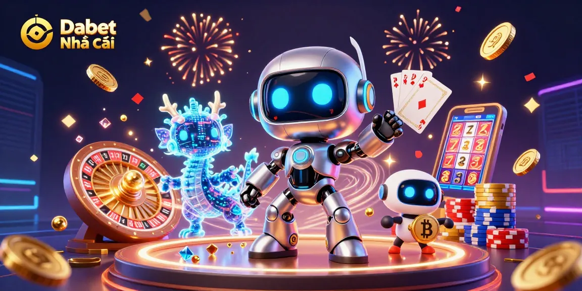 Experience engaging gaming at Dabet Nhà cái with neon visuals, digital characters, and casino excitement.