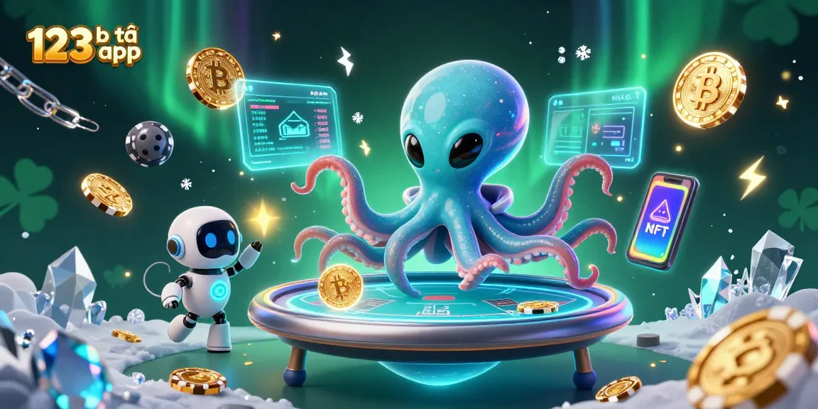 Engage with the cosmic excitement of 123b tải app featuring a vibrant 3D poker scene with alien elements.