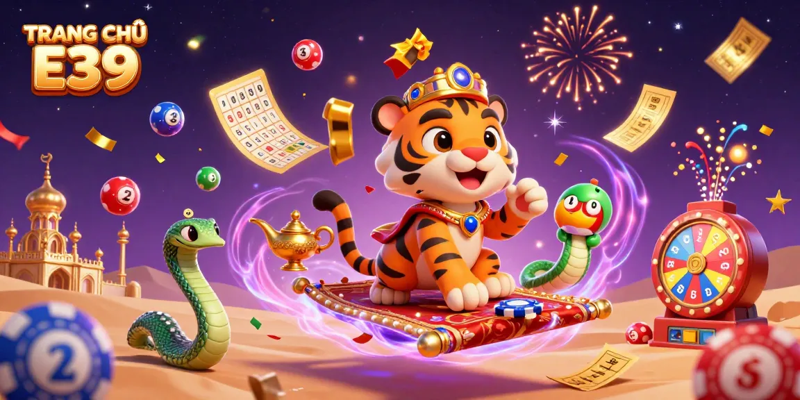 Spin and win on TRANG CHỦ E39 with vibrant casino-themed elements surrounding the sultan.