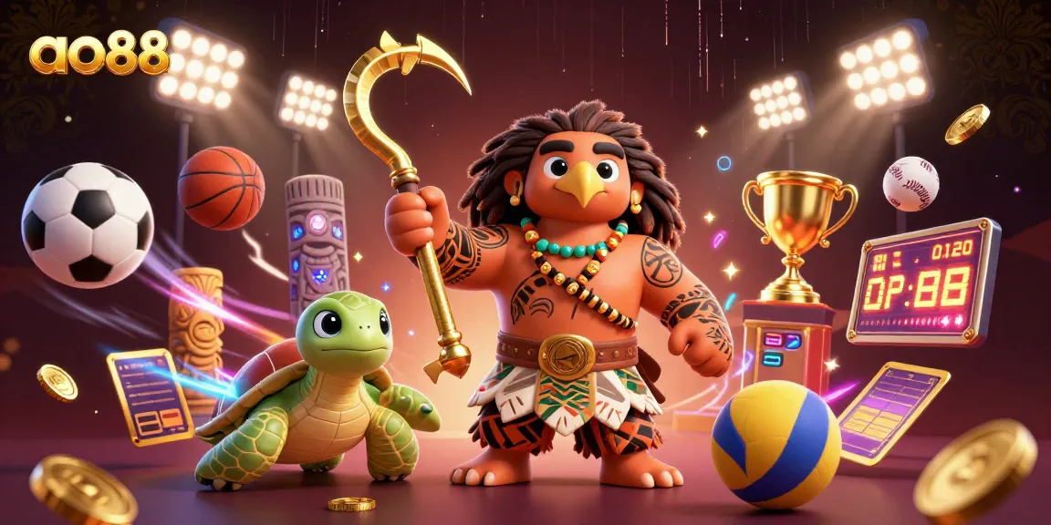Experience exciting betting action with ao888 featuring a vibrant demigod and turtle in a dynamic casino scene.
