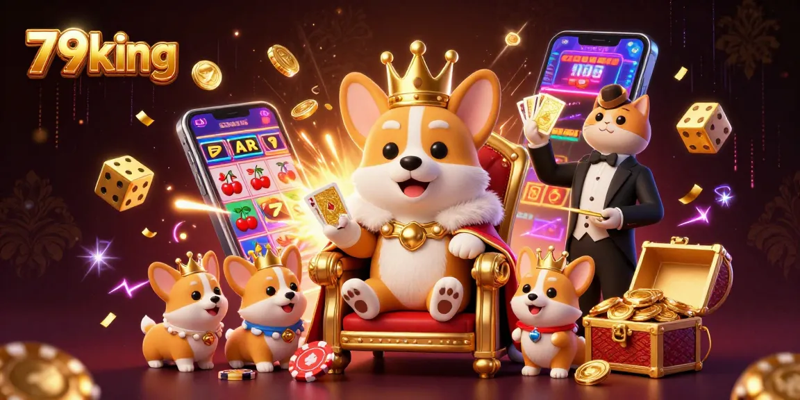 79king offers thrilling online gaming with a vibrant slot machine and a royal corgi theme