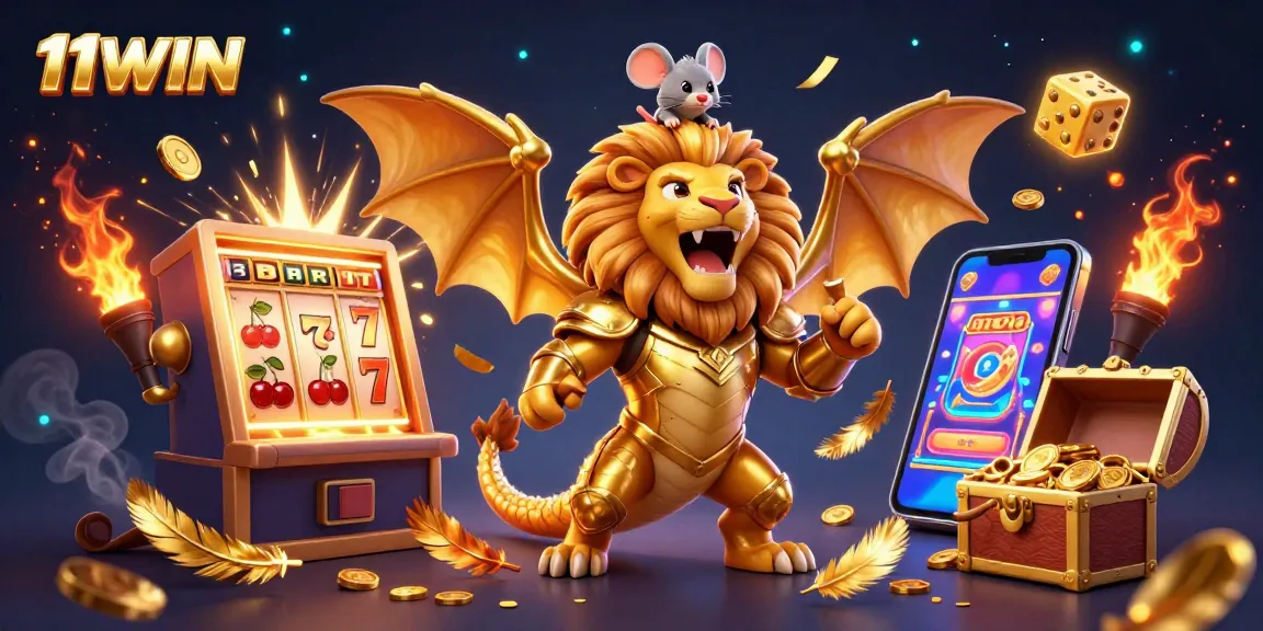 Engage with the 11WIN gaming world through a vibrant jackpot scene filled with exciting casino elements.