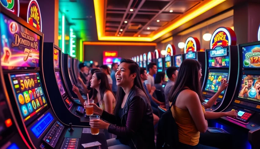 Kode4d link showcased in a vibrant online gaming scene with players engaged in thrilling slot machines.