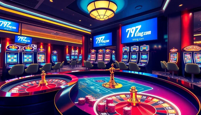 Players enjoying their bets at 79king.com with vibrant gaming tables and lively atmosphere.