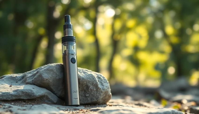 Vape pen showcasing DMT liquid, inviting users to buy dmt with ease.