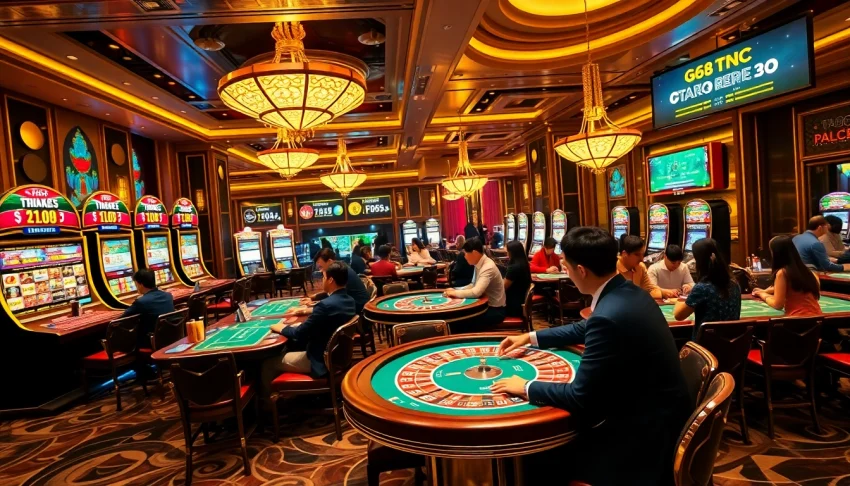 Players enjoy an exciting gaming experience at GG88 Tech casino with vibrant tables and high RTP slots.