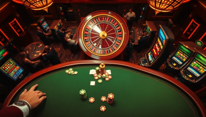 Experience the thrill of king 88 at a vibrant casino with poker tables and roulette wheels.