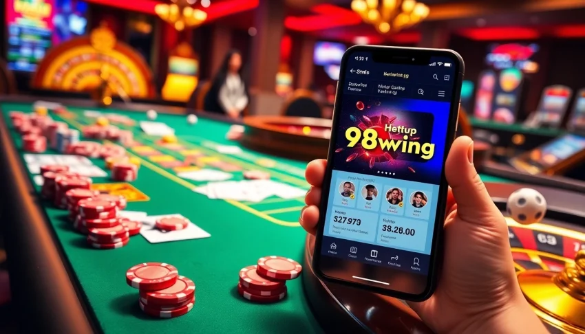 Engage in thrilling gaming action at https://98win.gg/ with professionals at a vibrant poker table.