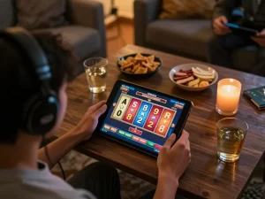 Phiên chơi slot hấp dẫn sử dụng Link 12bet trên máy tính bảng trong không gian gia đình ấm cúng