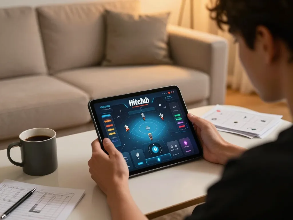 Engaging gaming session on Hitclub app in a cozy home environment