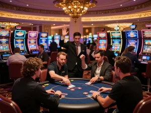 Players enjoying poker at MM88 casino, capturing excitement and wins in a vibrant setting.