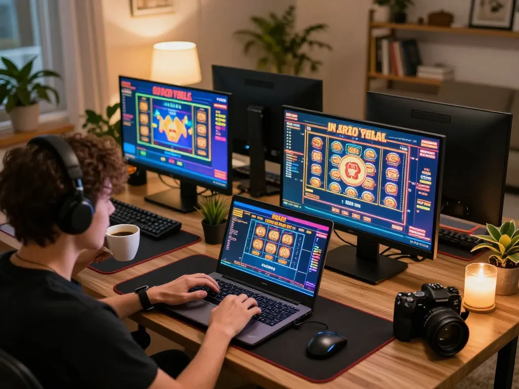 Experience thrilling gameplay with 888slot on a vibrant online gaming setup at home