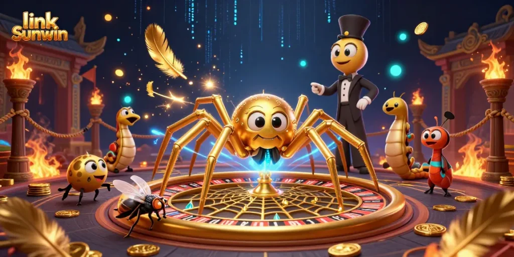Experience the thrill of link sunwin's roulette wheel in a dynamic 3D casino setting.
