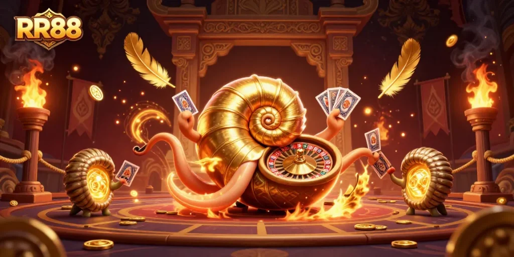 Engage in thrilling gameplay at RR88 with a spirited nautilus and glowing companions